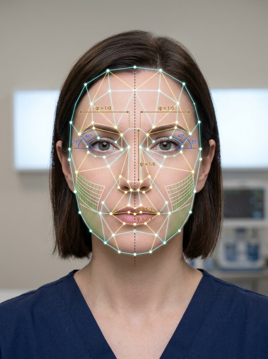 AiBeauty Klinik Dişi Yüz Morfolojisi ve Biyometrik Analiz Portresi